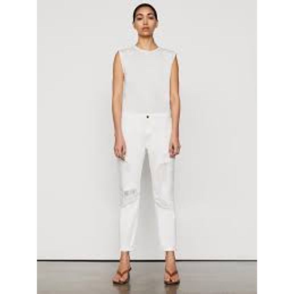 FRAME Le Garcon Mid Rise Straight Fit Rumpled Blanc Rips Jean 26 US 2 Minimalist - Picture 2 of 7